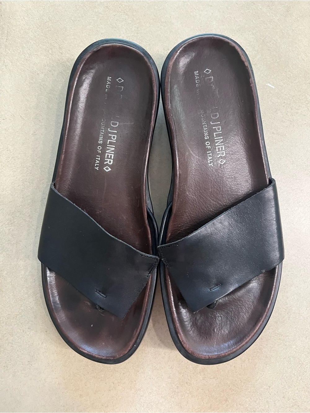 Donald J. Pliner Dark Espresso Brown Leather Slide Sandals